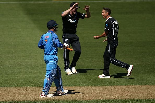 Celebrations following Dhoni's dismissal