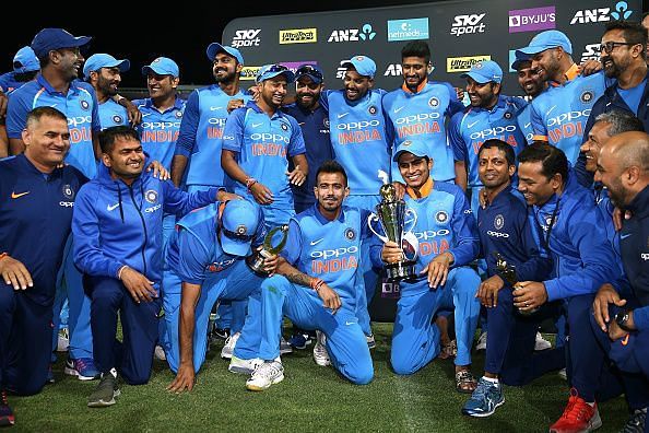 India celebrating their series win