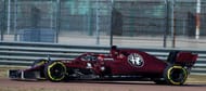 Kimi Raikkonen at the wheels of the St.Valentine liveried Alfa Romeo