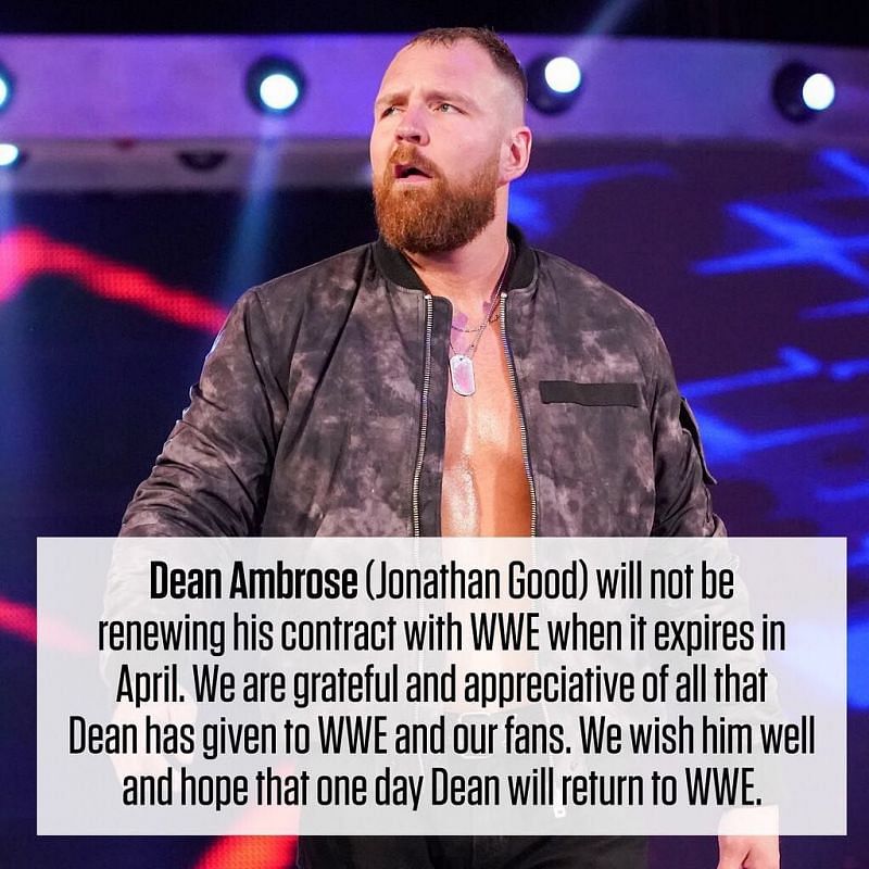WWE&#039;s tweet regarding Ambrose&#039;s future with WWE.