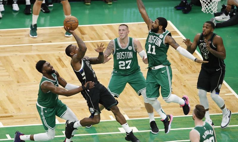 Action from Bucks vs Celtics game