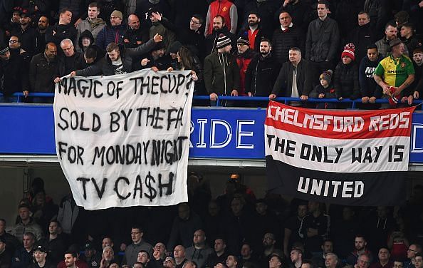 Passionate United fans in full swing.