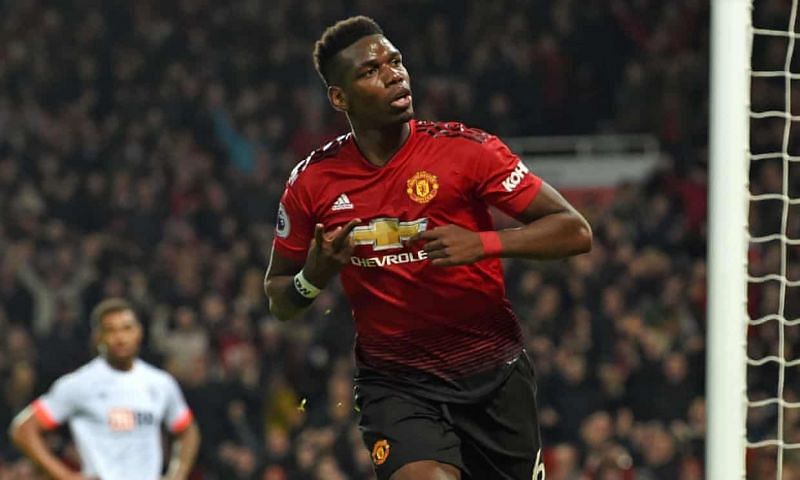 &Acirc;&nbsp;Paul Pogba celebrates after scoring one of his two goals against Bournemouth