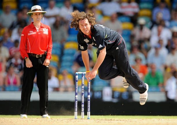 Ryan Sidebottom in action during the 2010 ICC World T20