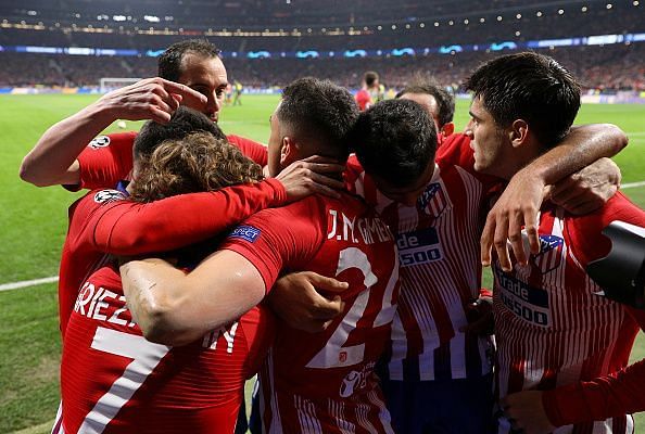 Atletico Madrid players celebrating their first goal