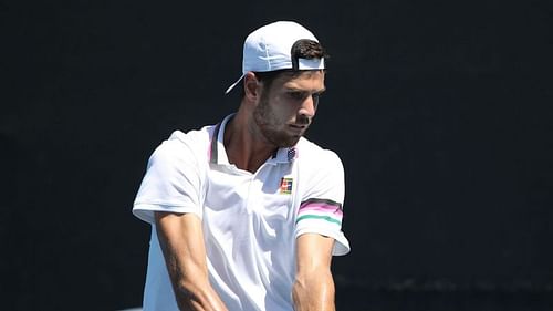 Karen Khachanov in action