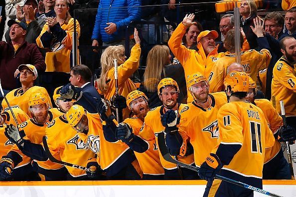 Brian Boyle scores the game-winning goal for the Nashville Predators on Monday