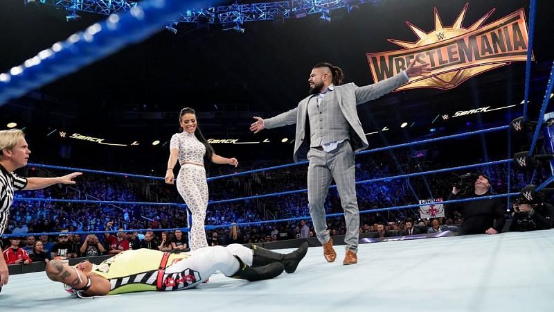 Andrade after attacking Rey Mysterio.