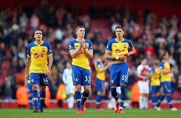 Southampton players after losing to Arsenal over the weekend.