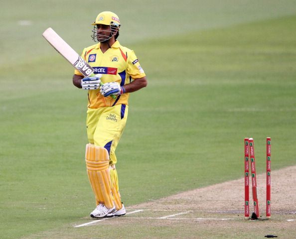 MS Dhoni representing Chennai Super Kings against Yorkshire Carnegie