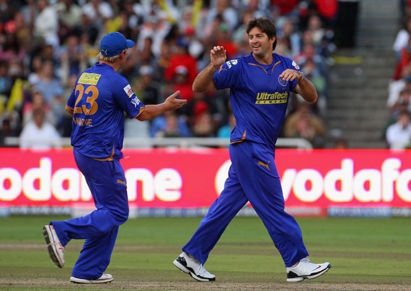 Tyron Henderson celebrating after picking a wicket for Rajasthan Royals