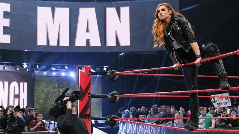 Becky Lynch is all business as she hits the squared circle.