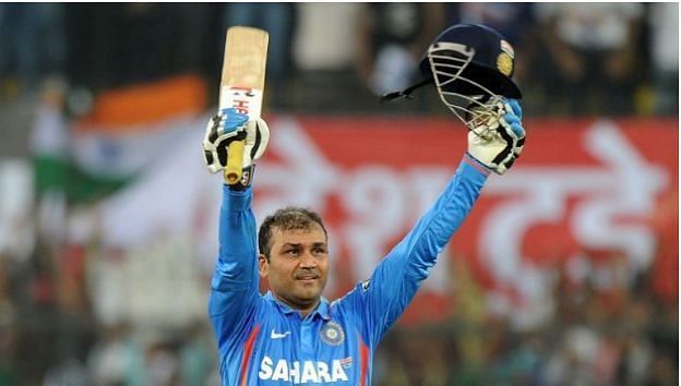Sehwag scored a blistering 219 against the West Indies in 2011
