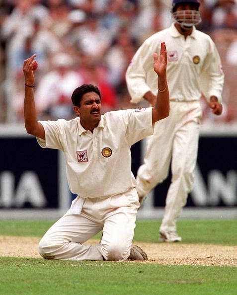 Anil Kumble appealing for a wicket