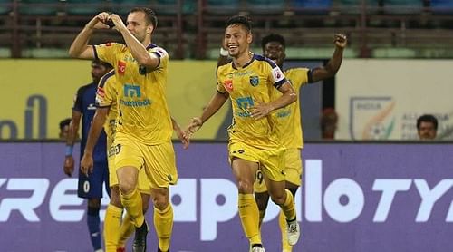 Matej Poplatnik celebrates after scoring