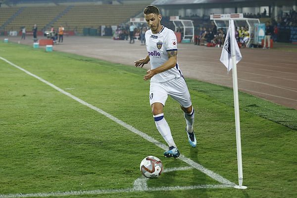 Andrea Orlandi in action for Chennaiyin FC against NorthEast United on January 26. This was his last game for the club