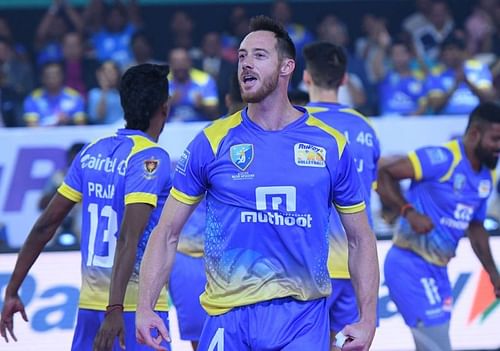 David Lee was in fine form for the Kochi Blue Spikers