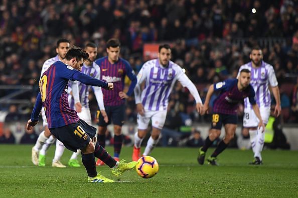 Lionel Messi scored one penalty and missed another in a 1-0 win over Valladolid. Not the best performance on the pitch by the footballing genius.