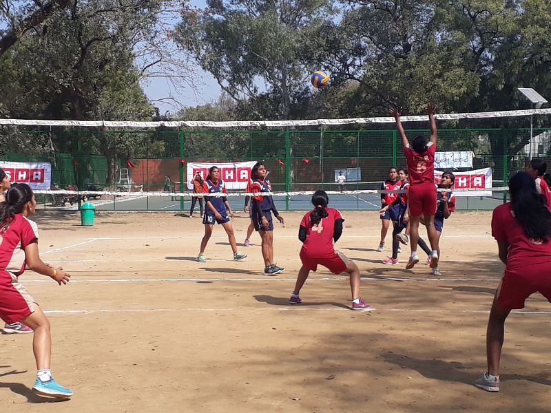 Volleyball Match Played during the annual Dr Bharat Ram Open Sports Fest 2019 at Lady Shri Ram College, New Delhi