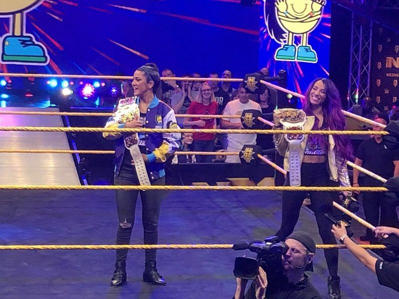 The newly crowned WWE Women&#039;s Tag Team Champions invaded the NXT Tapings! Credit: Jacob Cohen
