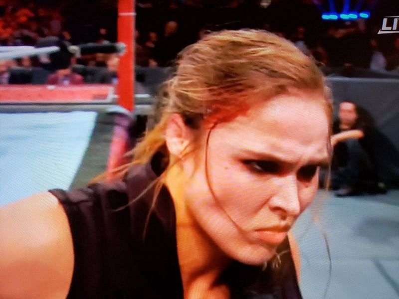 Ronda Rousey getting very much into the Mortal Kombat spirit at Elimination Chamber!