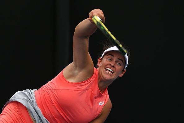 Jennifer Brady playing in the first-ever appearance at the Dubai Duty-Free Tennis Championships