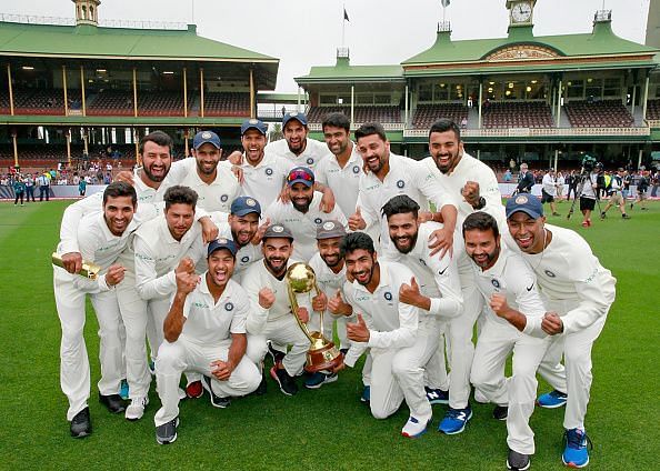 Indian team after the series win in Australia