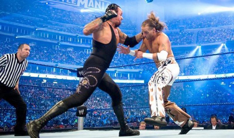 The Phenom and Michaels at WrestleMania 25 in 2009.