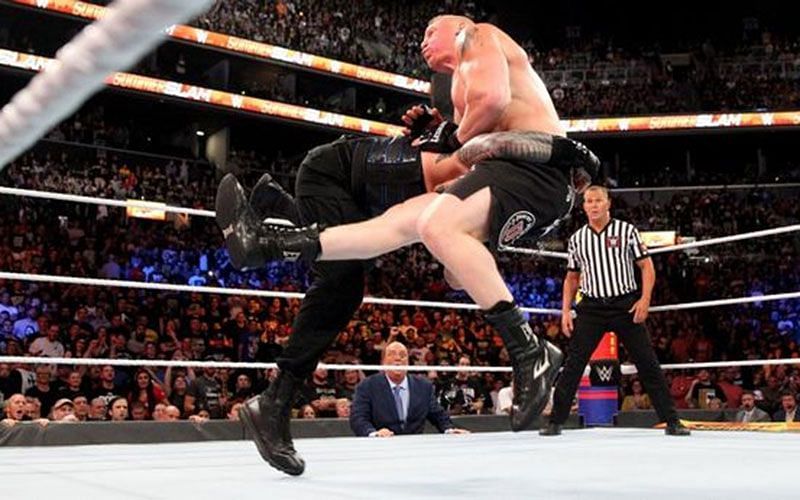 Roman Spears Brock Lesnar for the pin