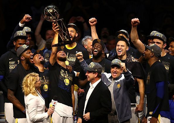 Warriors celebrate their 2018 sweep in the NBA Finals over the Cleveland Cavaliers