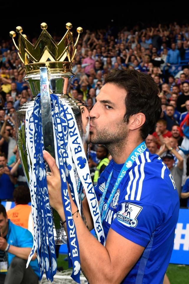 Cesc Fabregas with the PL trophy