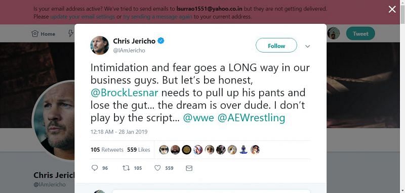 Isn&#039;t it ironic that Y2J called out Lesnar for his bloated gut?