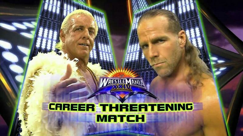 Image result for Ric Flair VS. Shawn Michaels Career Threatening Match Wrestlemania 24 wrestlemania poster