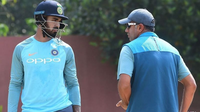 KL Rahul in conversation with India A head coach Rahul Dravid