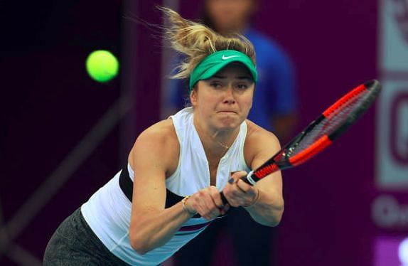 Elina Svitolina in competition at the Qatar Total Open in Doha Thursday Photo: KARIM JAAFAR/AFP/Getty Images