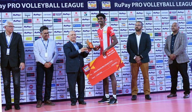 Ajith Lal C finished the league as the Most Valuable Player of the RuPay PVL 2019
