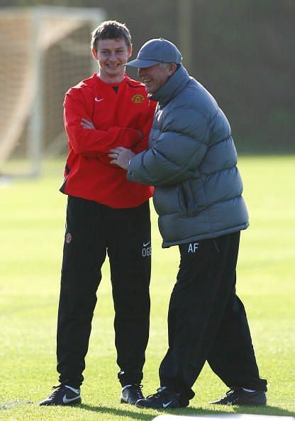 Ole GunnSolskjaer and Sir Alex Ferguson back in the day