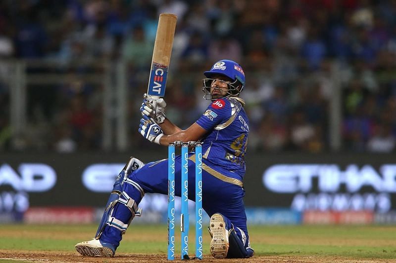 Rohit Sharma playing the scoop shot