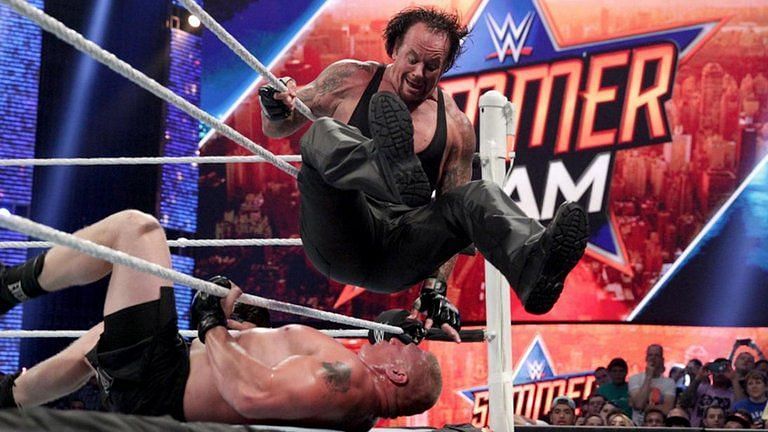 The Undertaker trying to submit Brock Lesnar