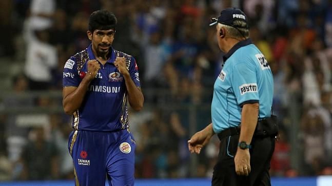 Bumrah celebrates after taking a wicket