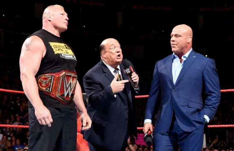 Just look at how Kurt Angle is looking at Brock Lesnar&#039;s Universal Championship