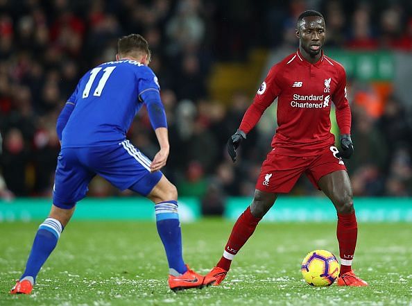 Keita in action during Liverpool&#039;s recent draw against Leicester in midweek