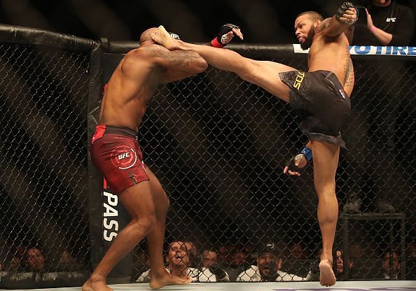 Jimi Manuwa was knocked out by Thiago Santos during their fight at UFC 231
