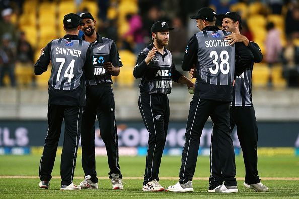 The New Zealand team celebrates its victory