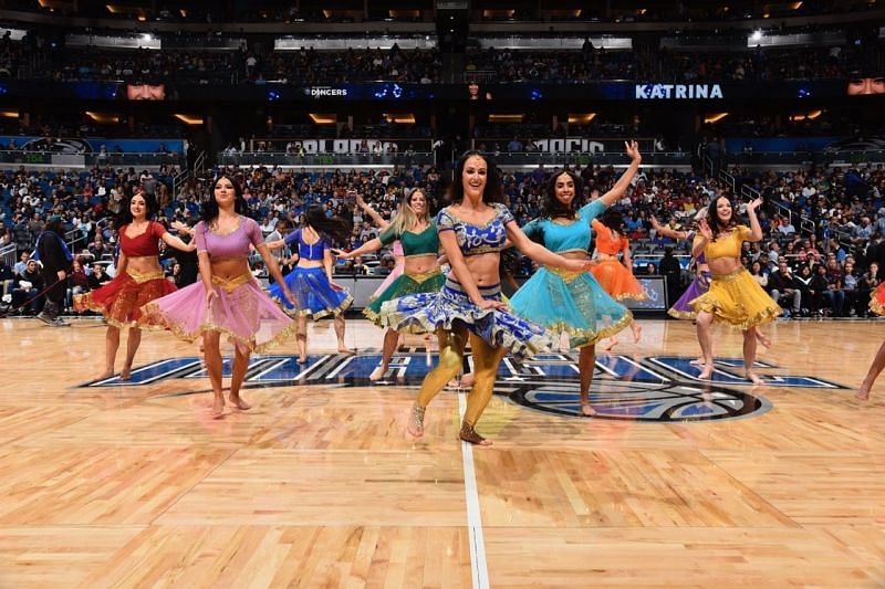 Orlando Magic Dancers performing on a Bollywood number