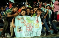 A group of young fans showing their love for Virat Kohli At