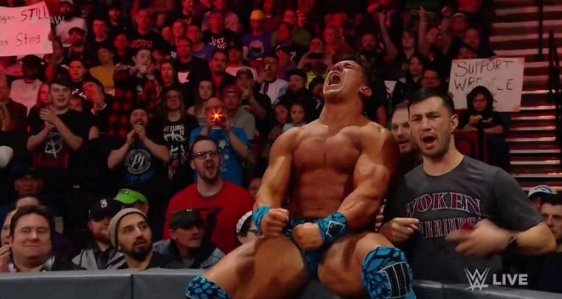 The former NXT Superstar celebrated in his debut match on WWE RAW