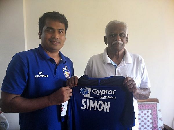 Simon Sundararaj (right) with Chennaiyin FC assistant coach Syed Sabir Pasha
