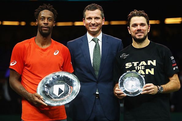 Gael Monfils with the Rotterdam Open trophy