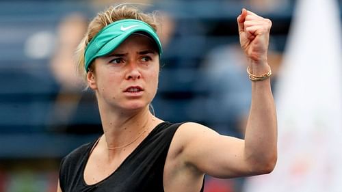 Elina Svitolina celebrates in Dubai